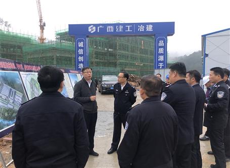 胡建奇到桂金分公司承建的巴馬縣強(qiáng)制隔離戒毒所項目調(diào)研