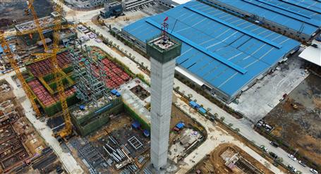 80米高煙囪、提前14天封頂！